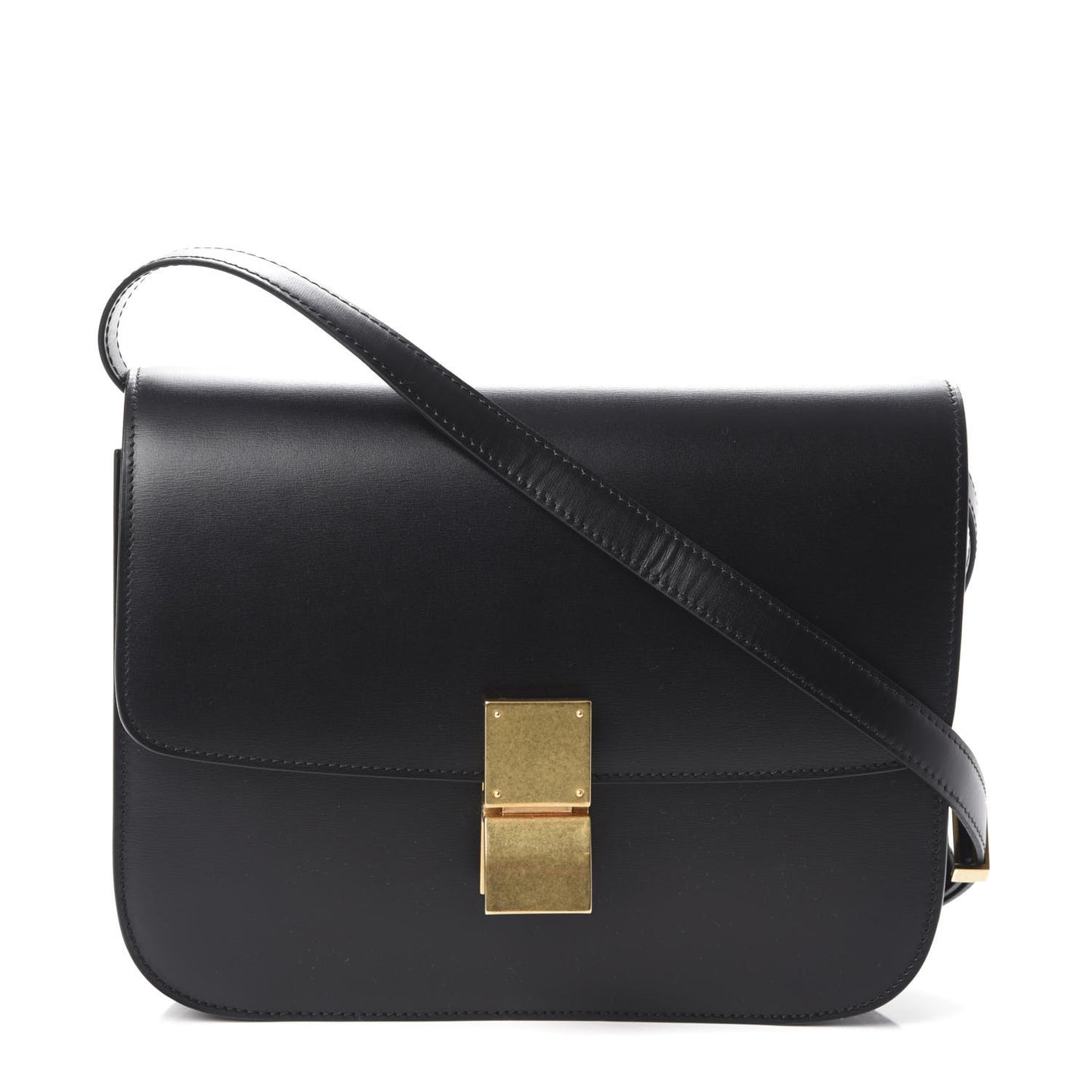 Box Calfskin Medium Classic Box Flap Bag Black
