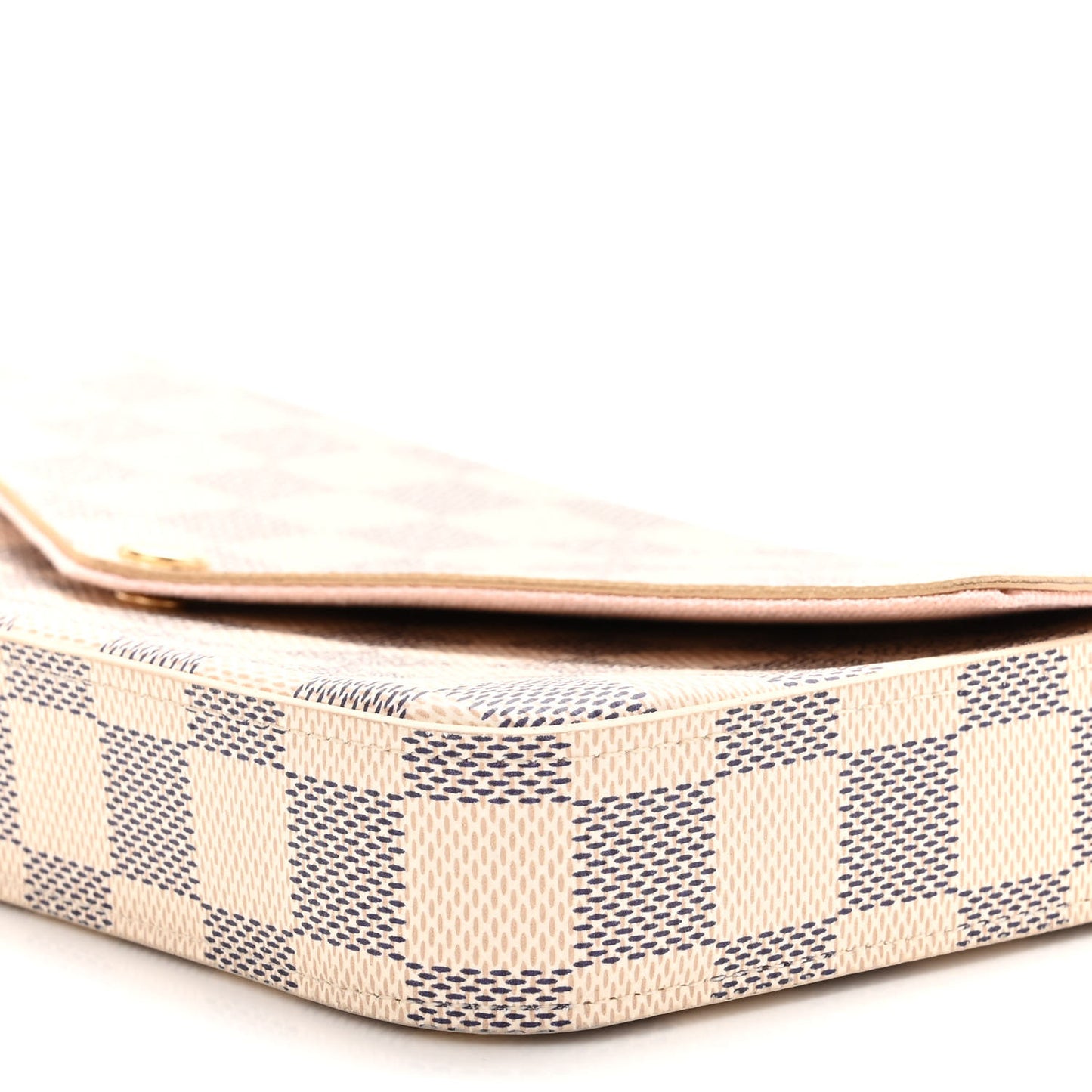 Damier Azur Pochette Felicie Chain Wallet Rose Ballerine