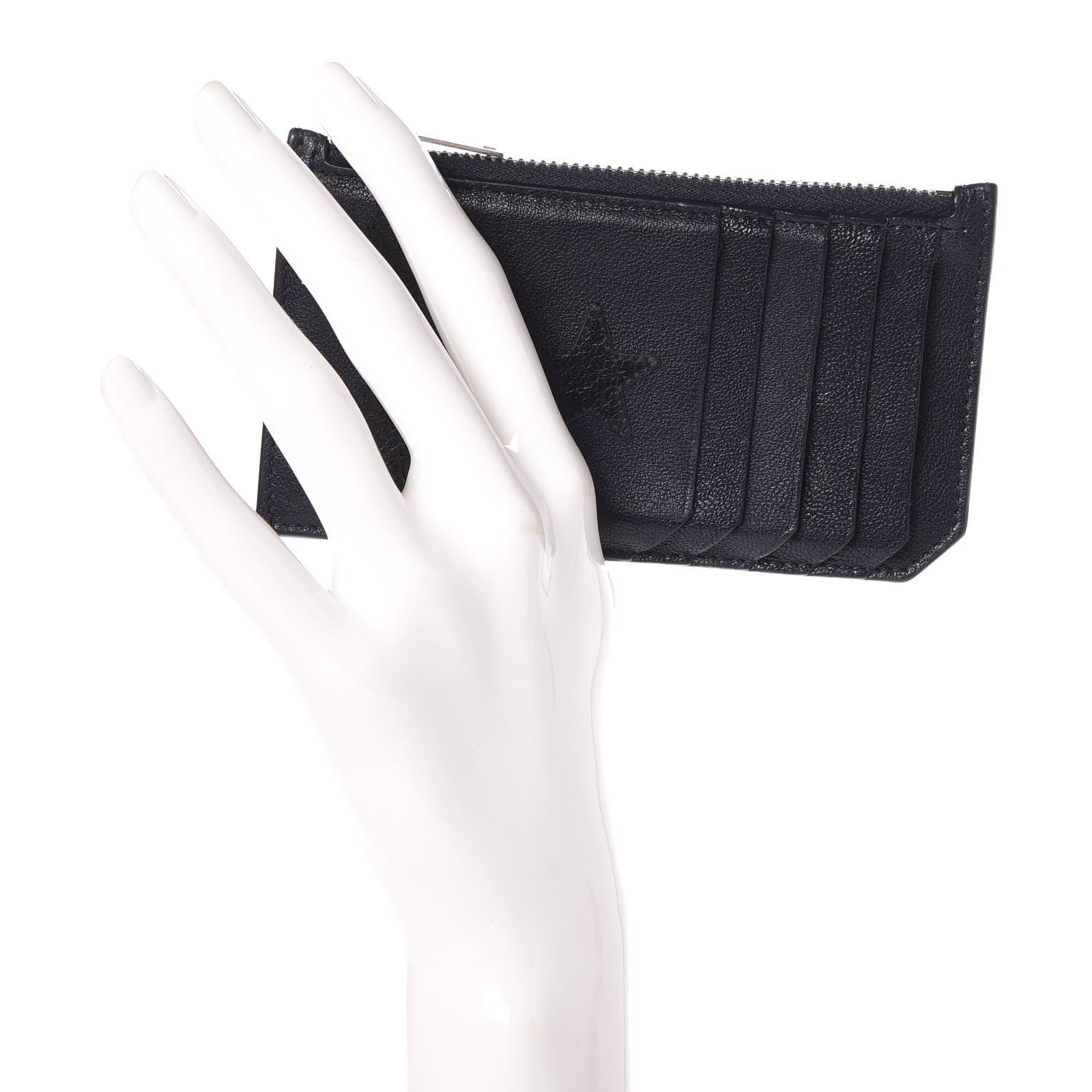 Saint Laurent Calfskin 5 Fragments Stars Zip Pouch Card Holder Blue 2 of 8