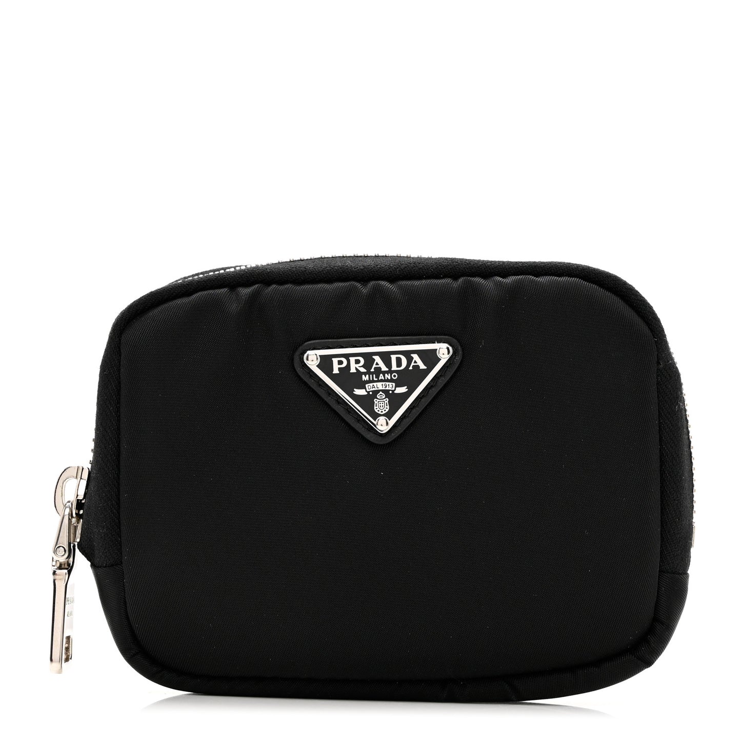 Tessuto Nylon Compact Zip Around Coin Pouch Black