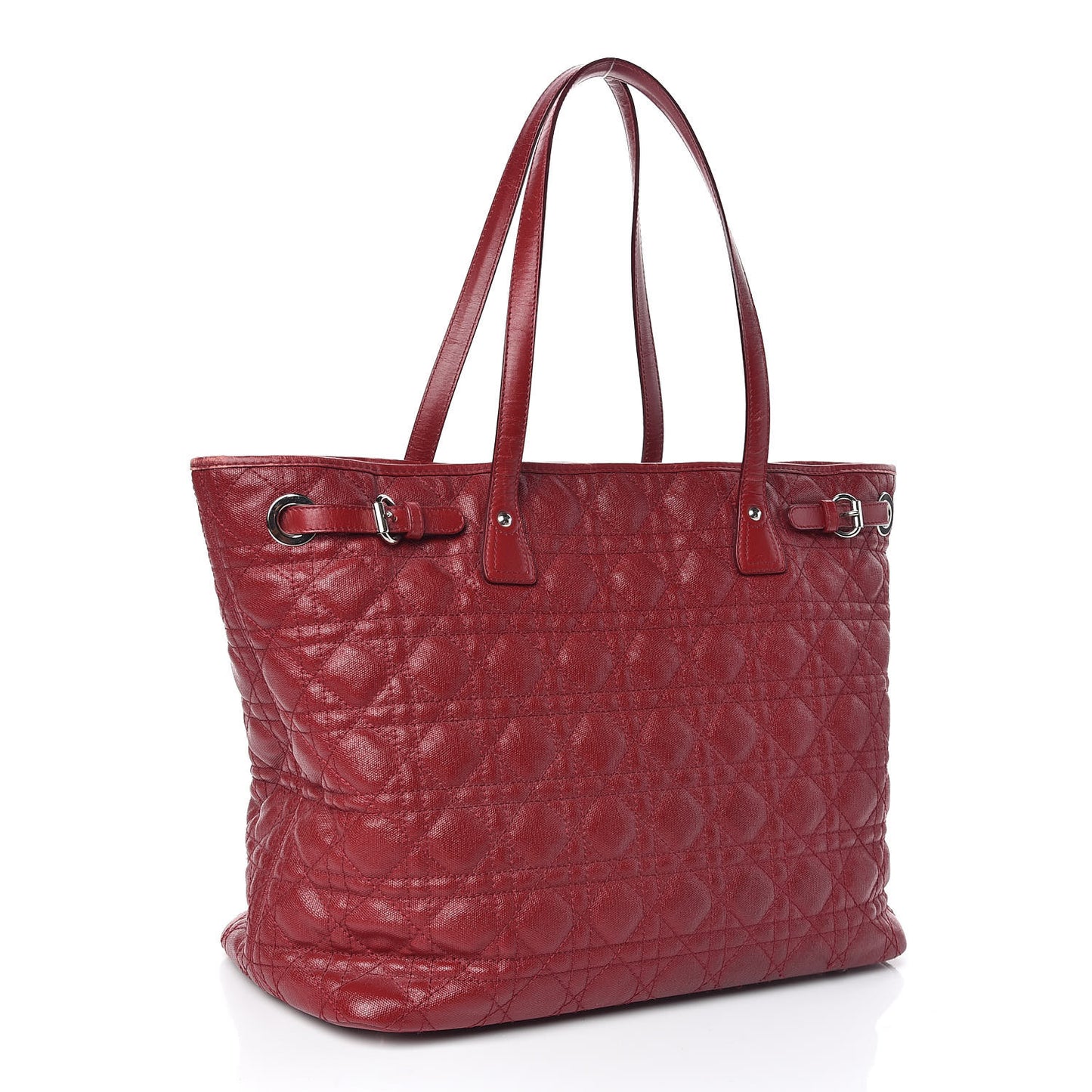 Coated Canvas Cannage Medium Panarea Tote Red