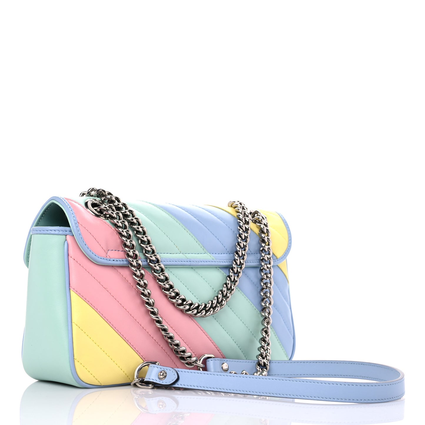 Calfskin Matelasse Diagonal Small GG Marmont Shoulder Bag Multicolor Pastel