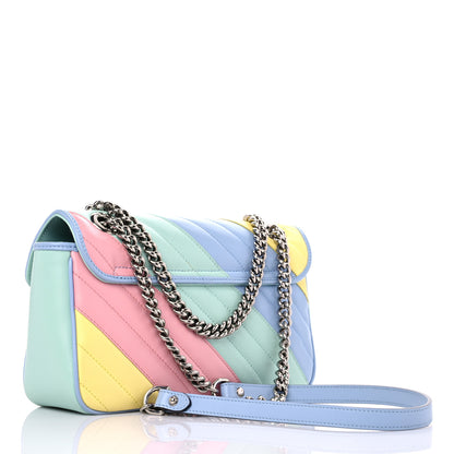 Gucci Calfskin Matelasse Diagonal Small GG Marmont Shoulder Bag Multicolor Pastel 3 of 14