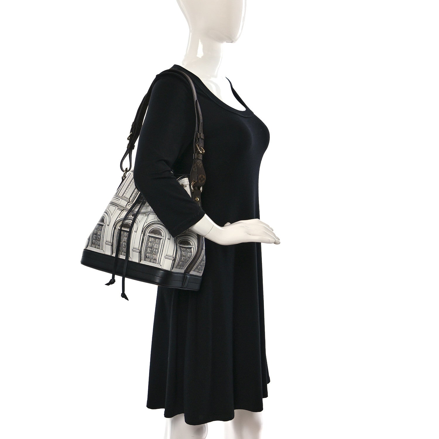 Louis Vuitton X FORNASETTI Calfskin Architettura Noe MM Black White 2 of 12