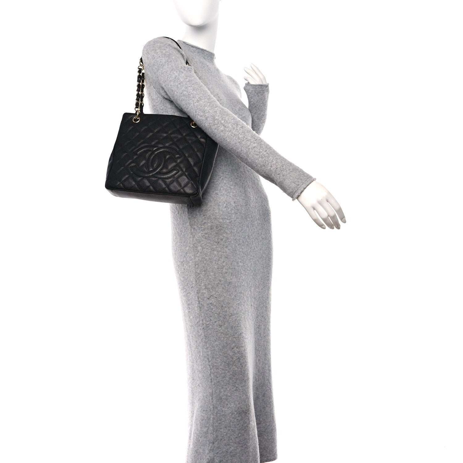 Chanel Caviar Quilted Petit Shopping Tote PST Black 2 of 13