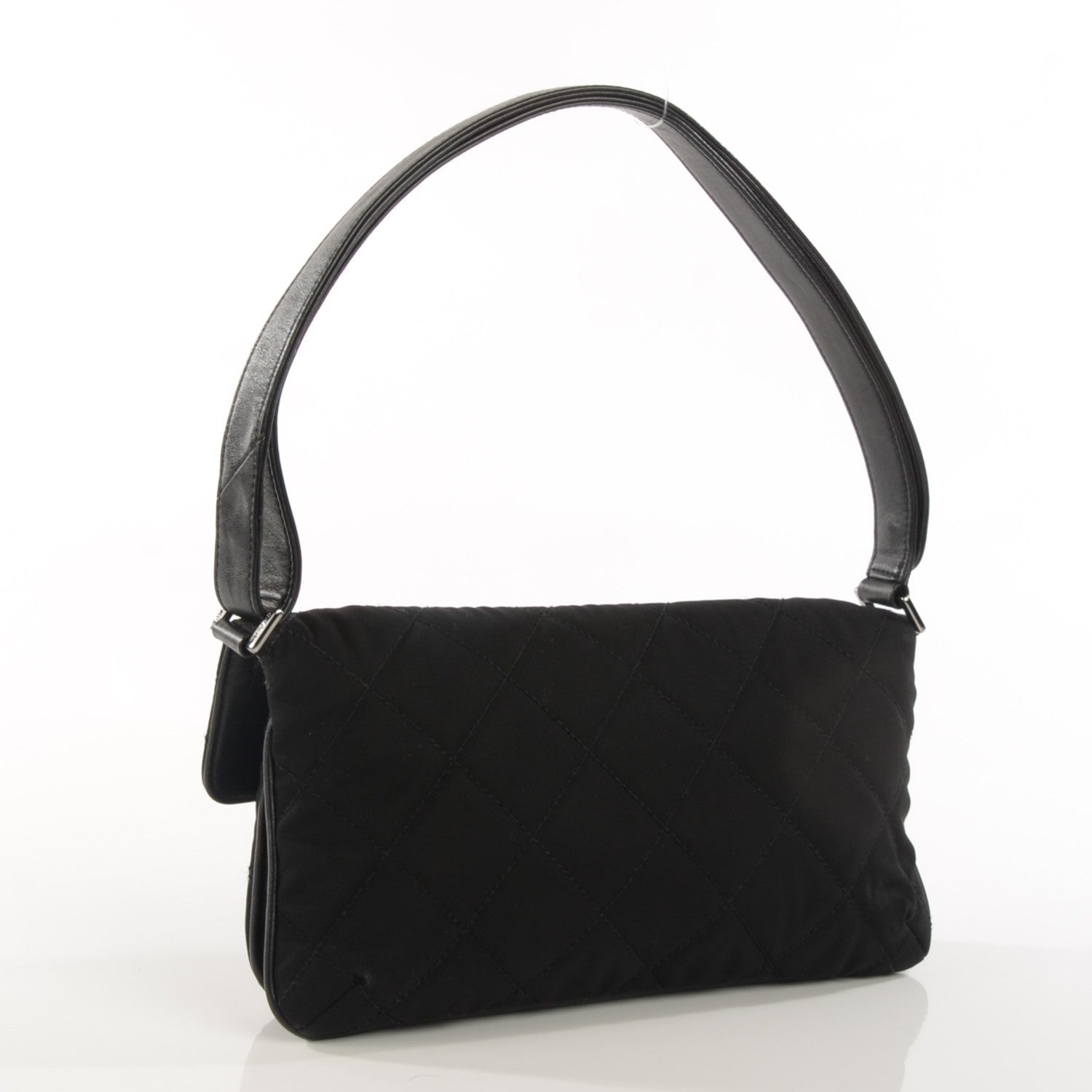Chanel Nylon Quilted Mademoiselle Messenger Flap Bag Black 3 of 8