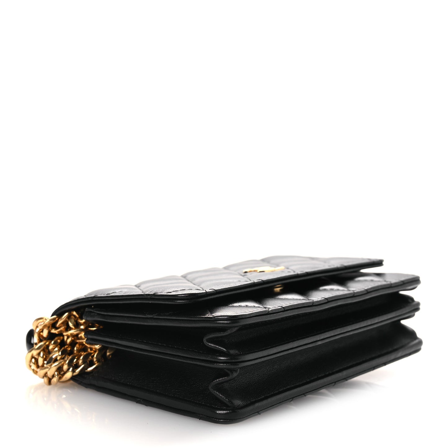 Lambskin Quilted CC Pearl Enamel Clutch on Chain WOC Black