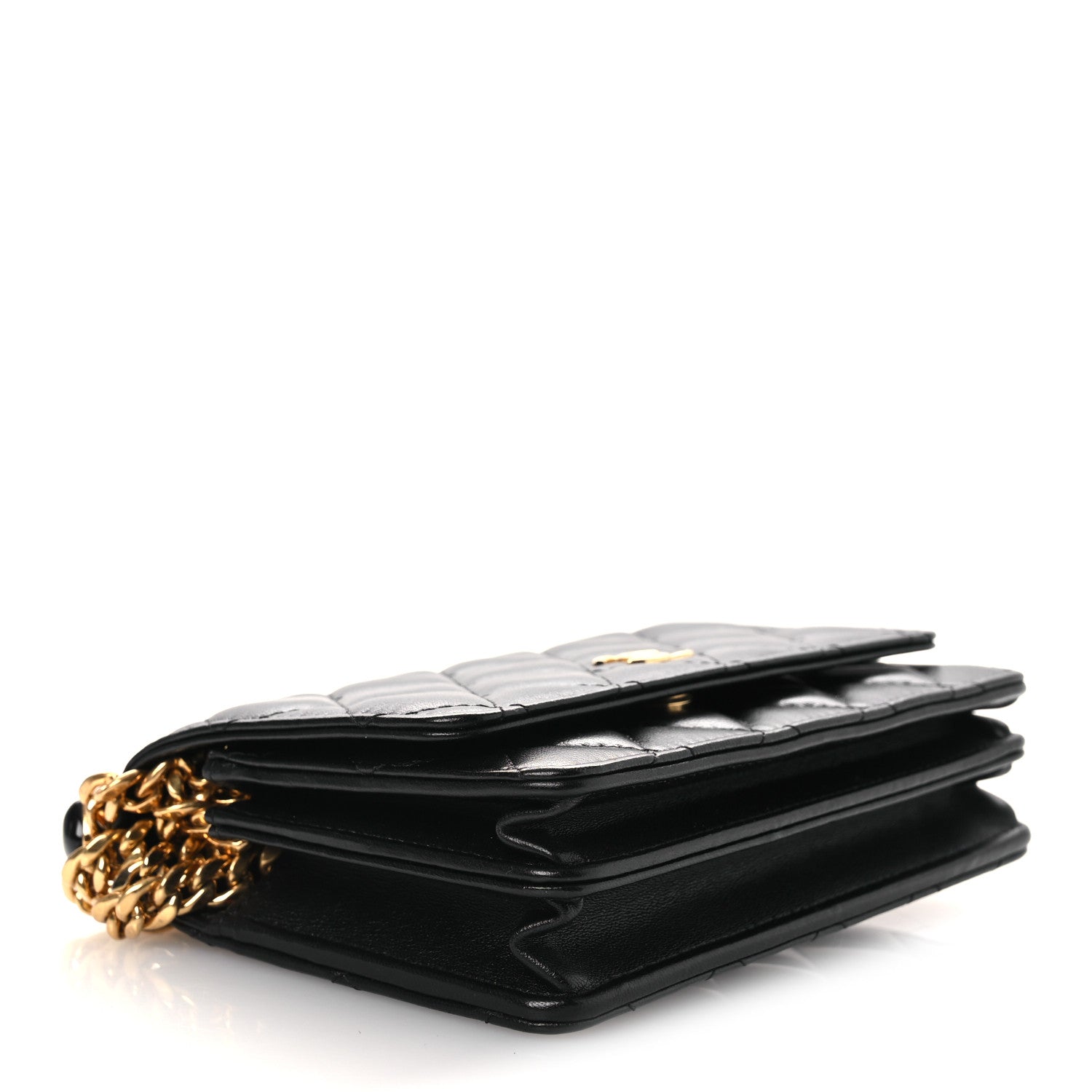 Chanel Lambskin Quilted CC Pearl Enamel Clutch on Chain WOC Black 4 of 13