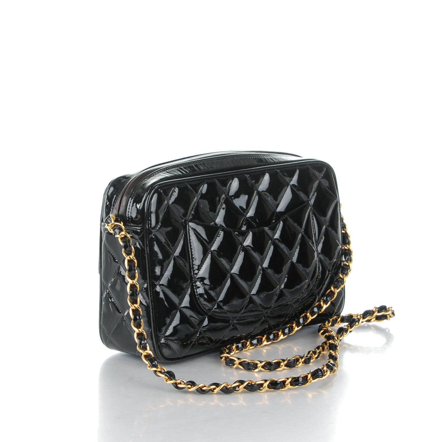 Chanel Patent Quilted Flap Camera Case Black 3 of 11