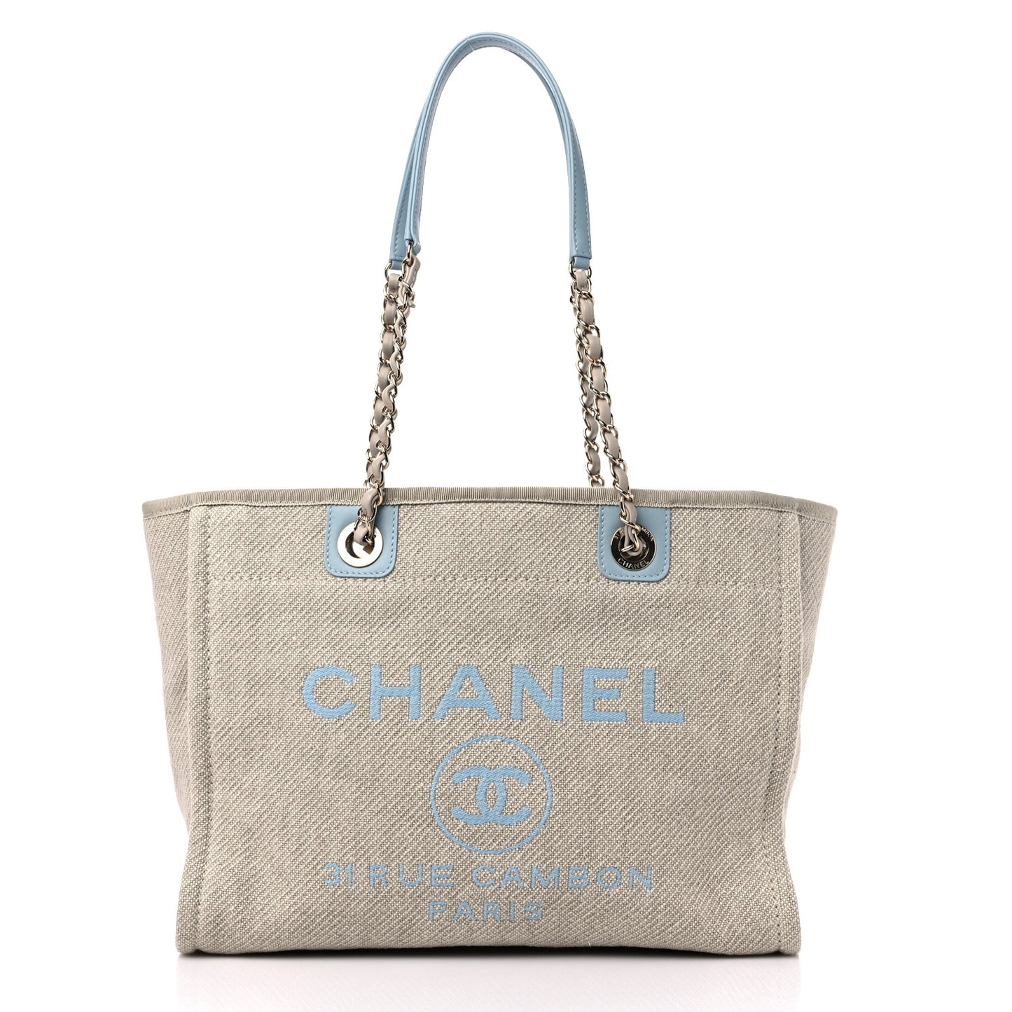 Mixed Fibers Small Deauville Tote Blue Beige