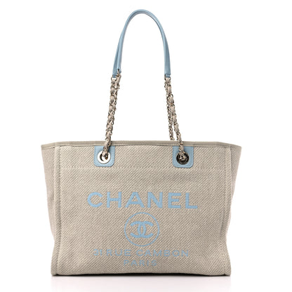 Chanel Mixed Fibers Small Deauville Tote Blue Beige 3 of 12
