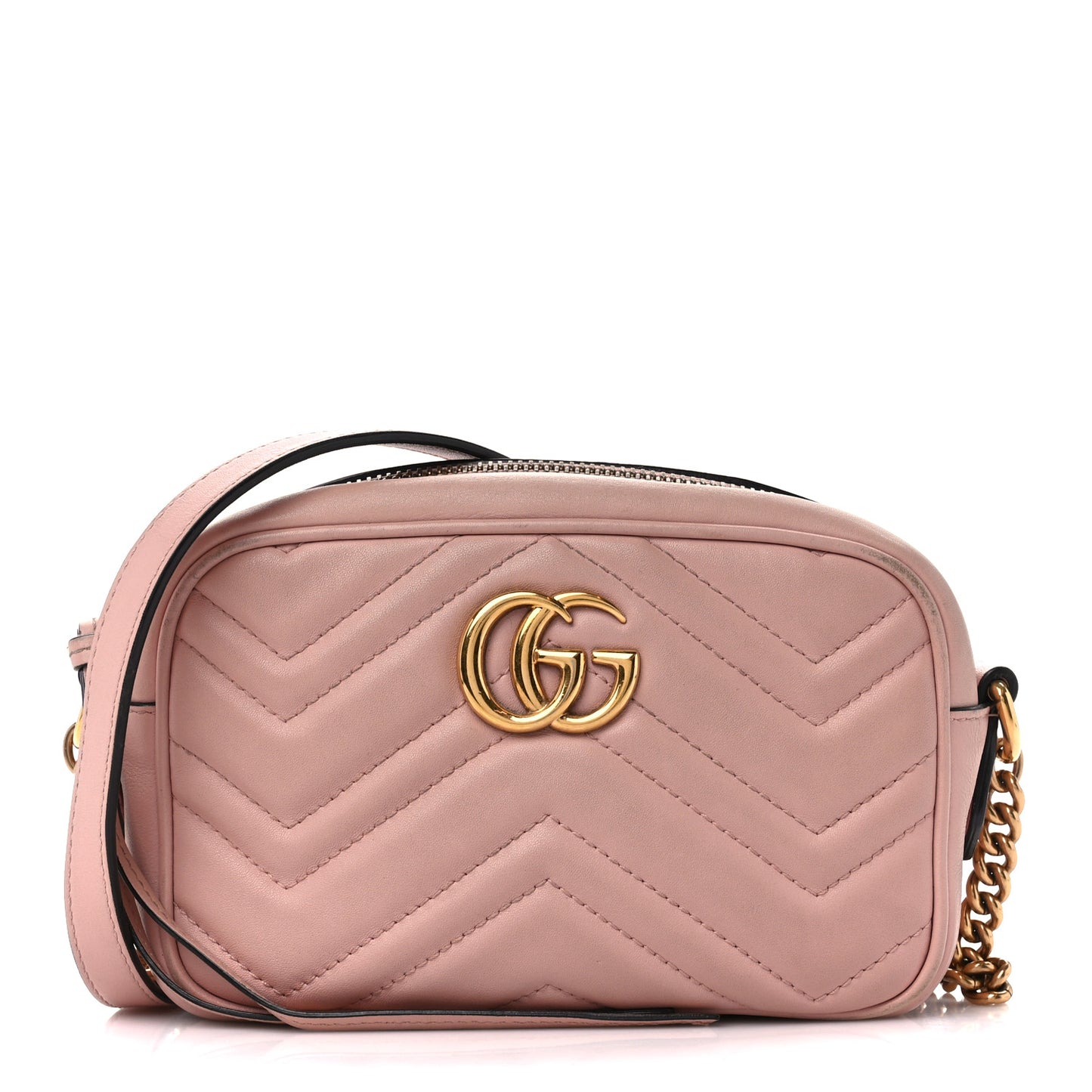 Calfskin Matelasse Mini GG Marmont Chain Shoulder Bag Perfect Pink