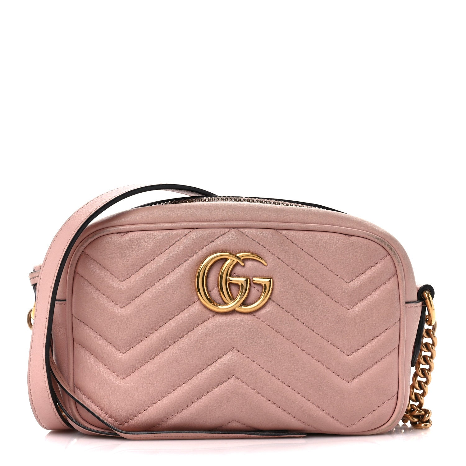Gucci Calfskin Matelasse Mini GG Marmont Chain Shoulder Bag Perfect Pink 1 of 11