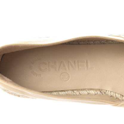 Chanel Lambskin CC Espadrilles 39 Beige Black 9 of 10