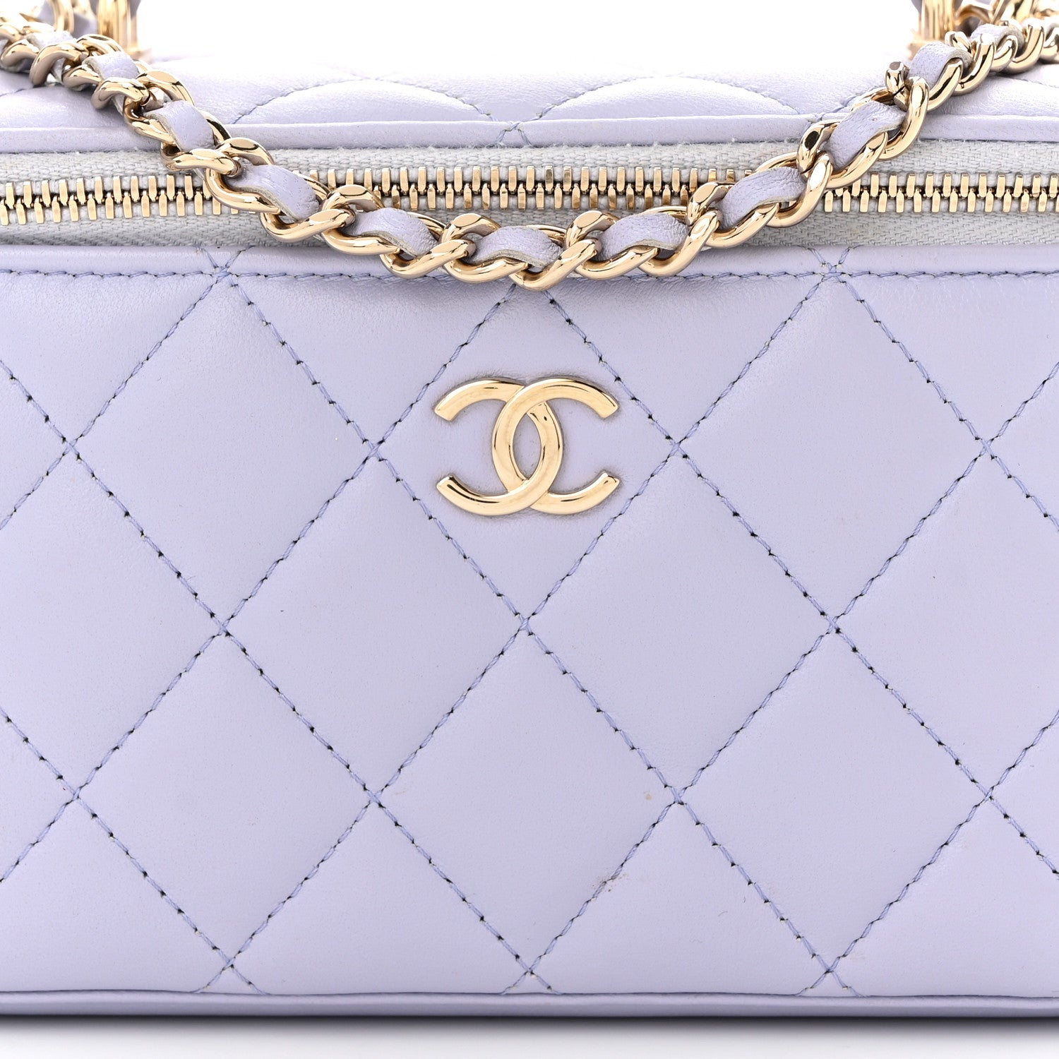 Chanel Lambskin Quilted Small Top Handle Vanity Case With Chain Light Purple 8 of 11