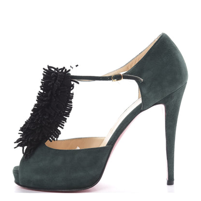 Christian Louboutin Suede Para La Cruz 120 Pumps 40 Verde Black 1 of 10