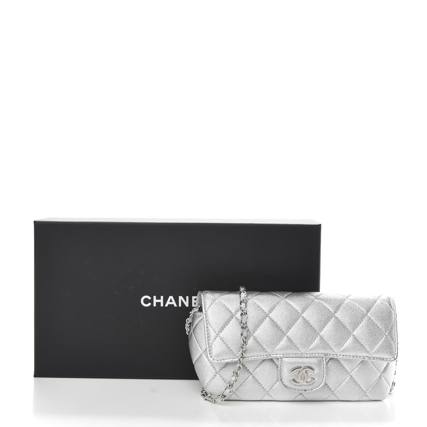 Chanel Metallic Lambskin Quilted Glasses Case With Chain Silver 11 of 11