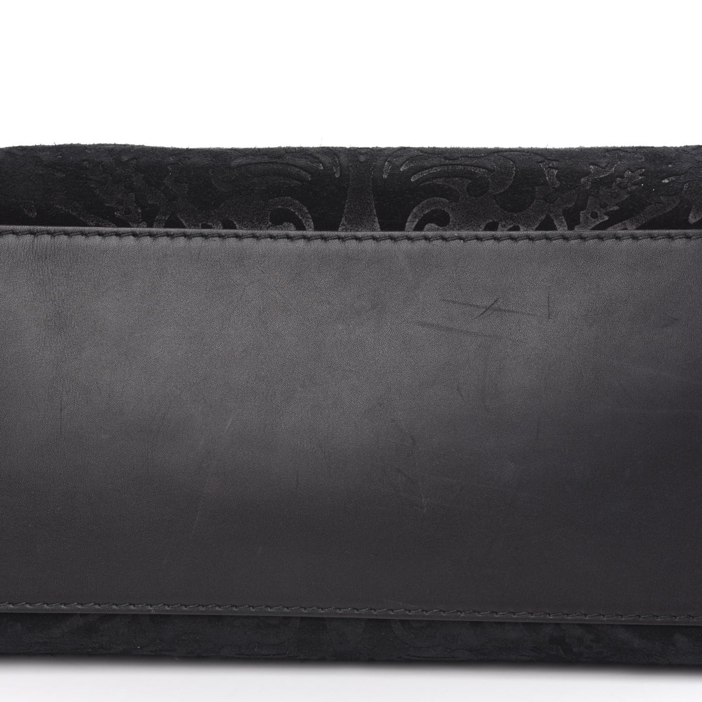 Nubuck Brocade Medium Soft Stirrup Tote Black