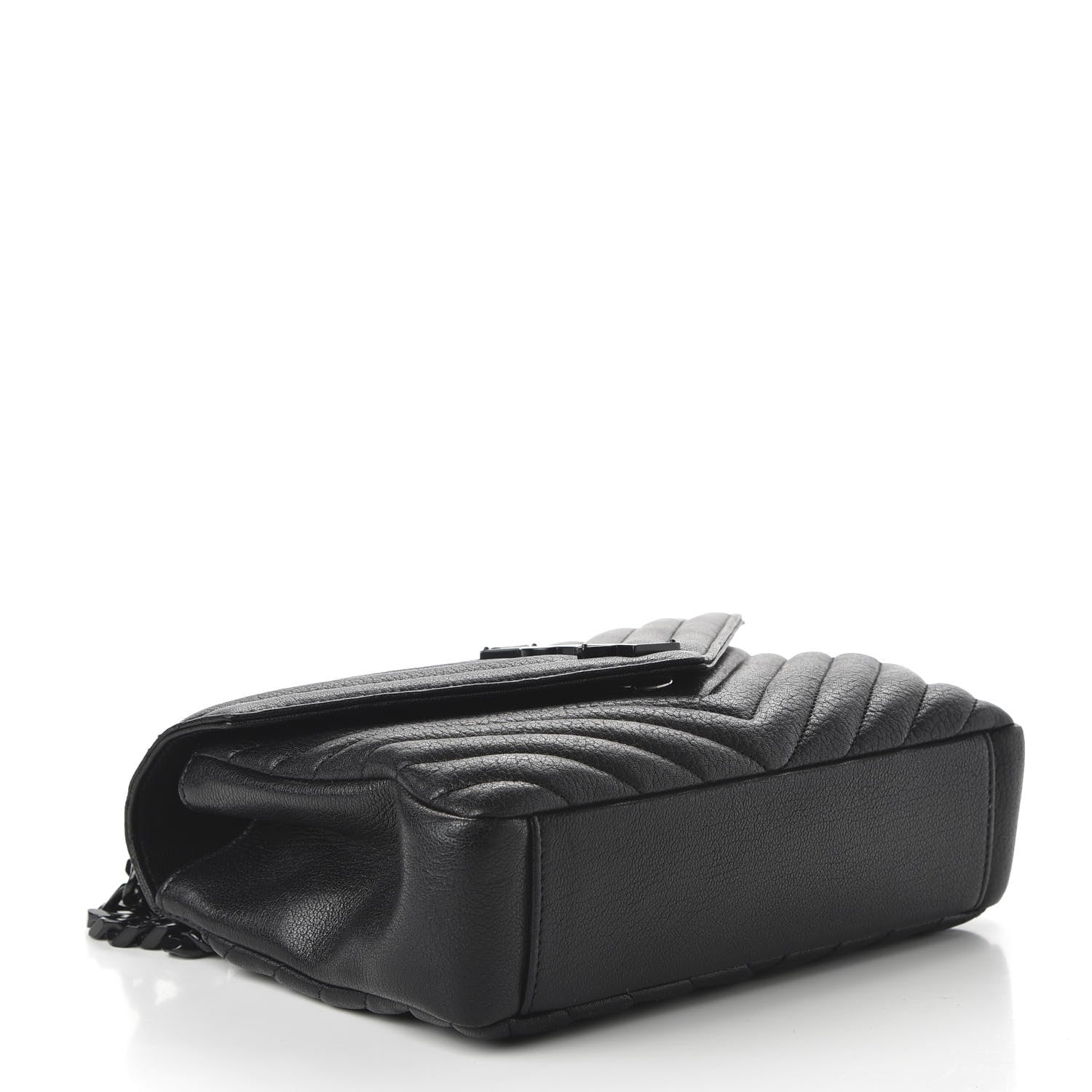 Saint Laurent Sheepskin Matelasse Chevron Monogram Monochrome Medium College Bag Black 4 of 9
