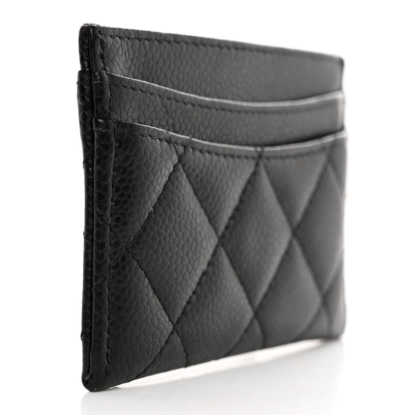 Caviar Quilted Card Holder Black