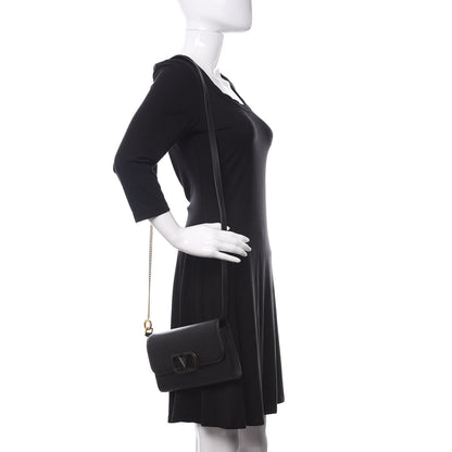 Valentino Garavani Grained Calfskin VSling Clutch With Shoulder Strap Black 2 of 9