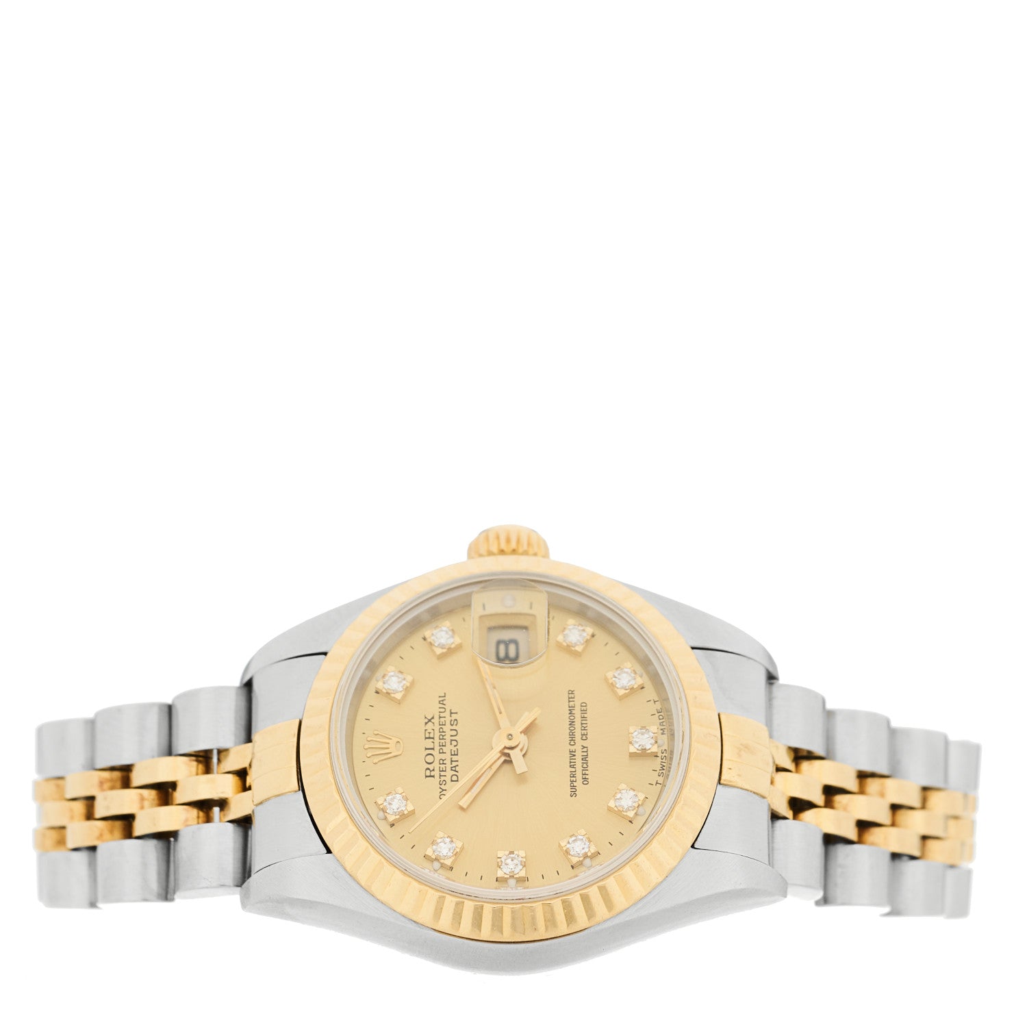 Rolex Stainless Steel 18K Yellow Gold Diamond 26mm Oyster Perpetual Datejust Watch Champagne 69173 2 of 5