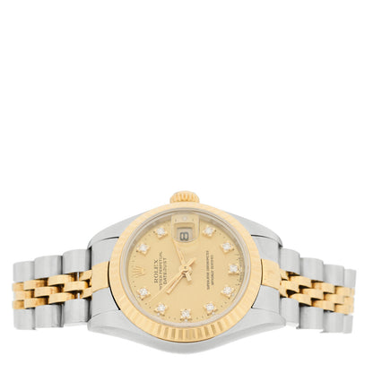 Rolex Stainless Steel 18K Yellow Gold Diamond 26mm Oyster Perpetual Datejust Watch Champagne 69173 2 of 5