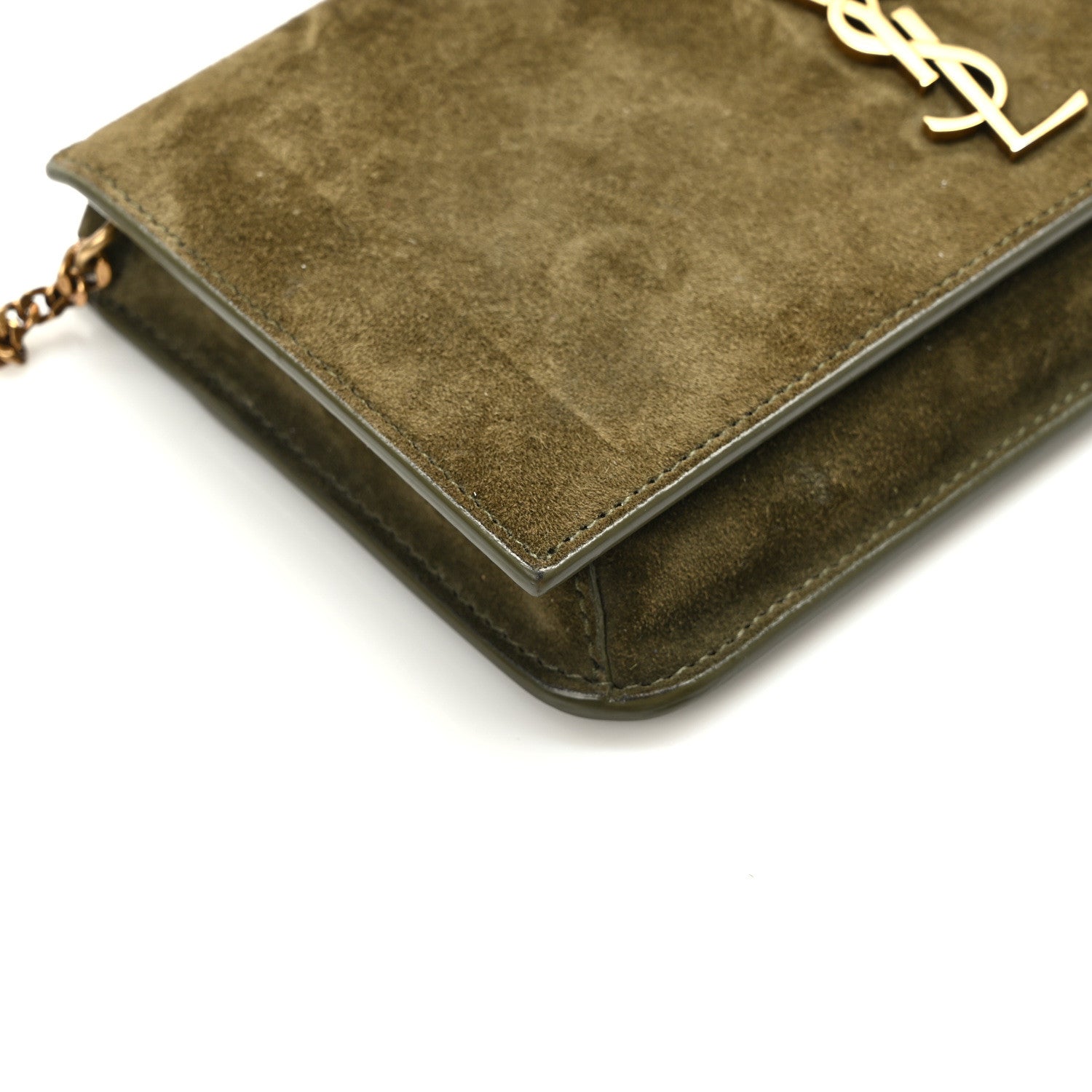 Saint Laurent Suede Monogram Phone Holder Crossbody Loden Green 11 of 14