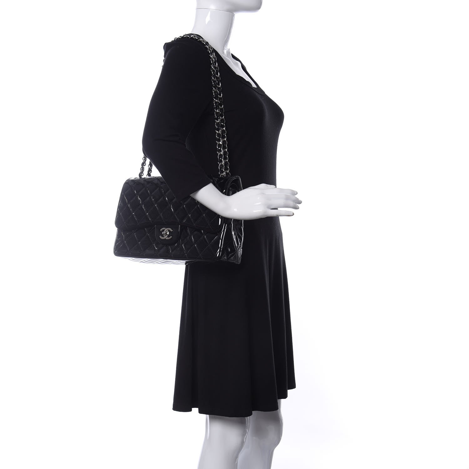 Chanel Patent Quilted Jumbo Double Flap Black 2 of 14