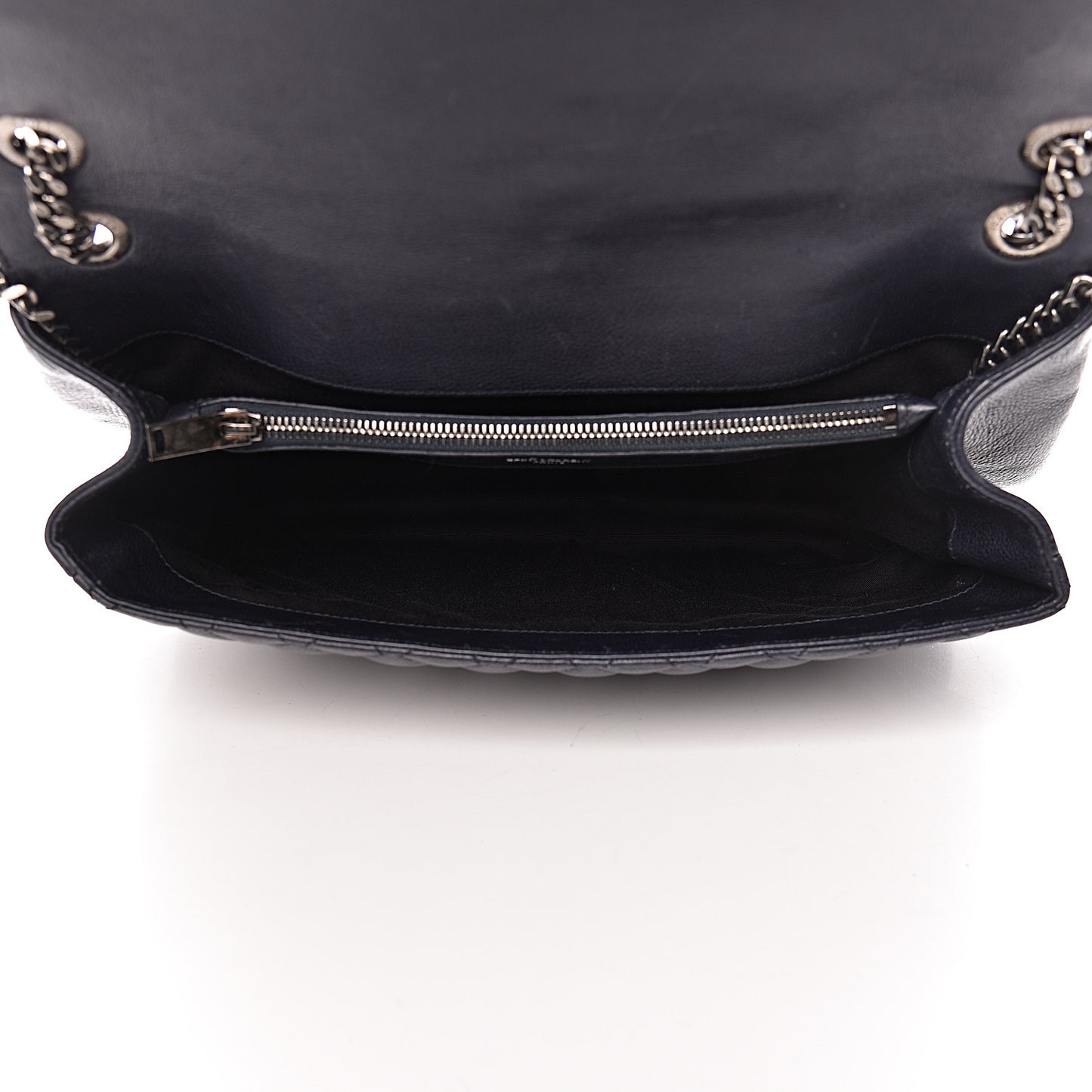 Calfskin Mixed Matelasse Triquilt Large Monogram Envelope Satchel Deep Marine