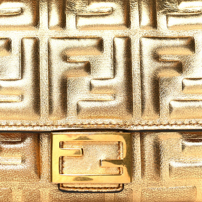 Fendi Vitello Catalan Mirror FF 1974 Embossed Continental Wallet Gold 8 of 9