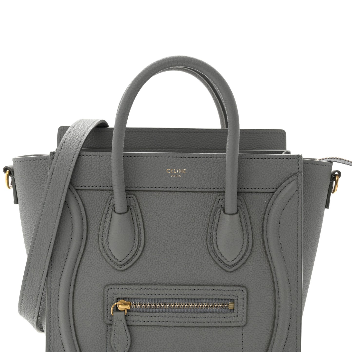 Drummed Calfskin Nano Luggage Kohl