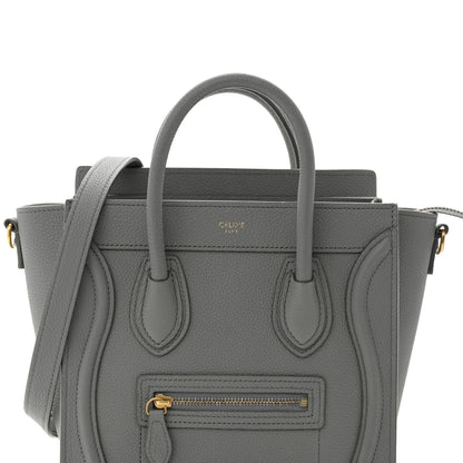 Celine Drummed Calfskin Nano Luggage Kohl 8 of 10