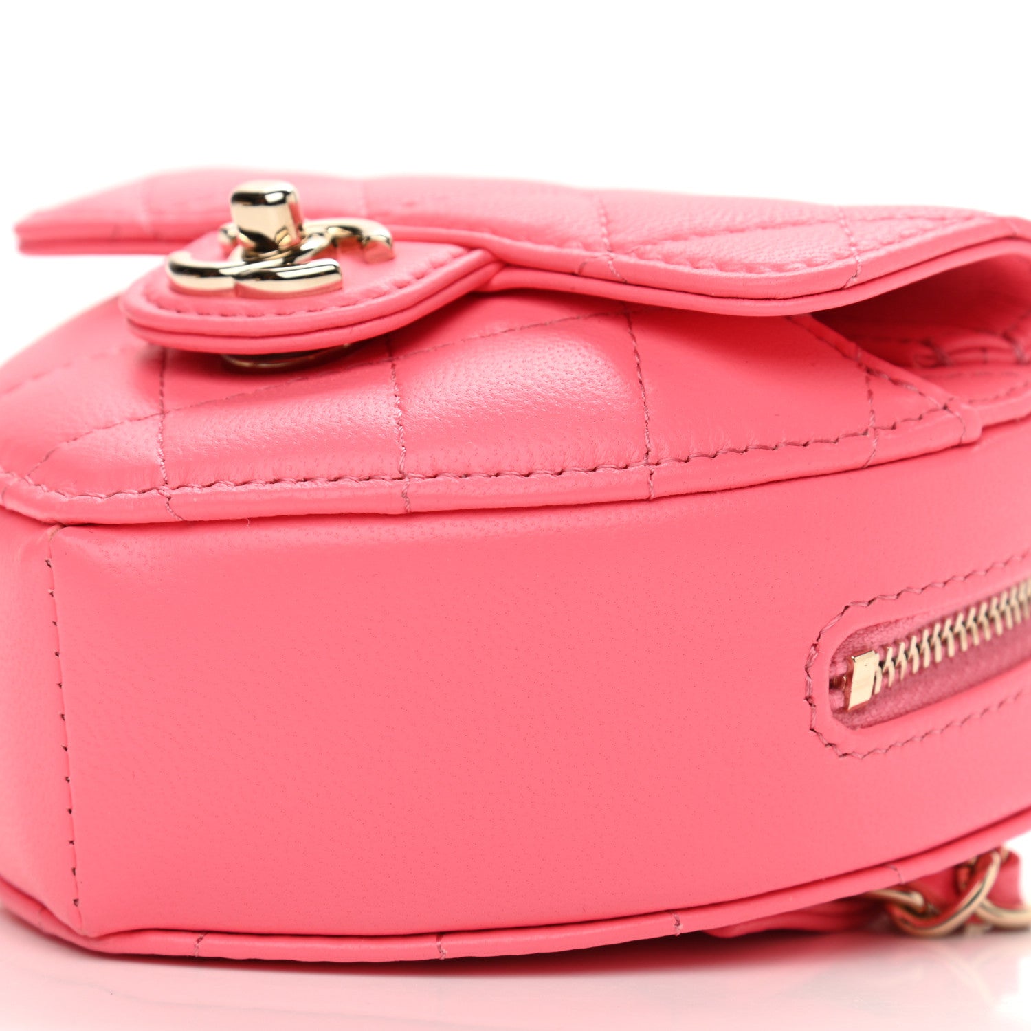 Chanel Lambskin Quilted CC In Love Heart Waist Belt Bag With Chain Pink 10 of 11