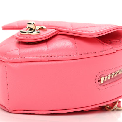 Chanel Lambskin Quilted CC In Love Heart Waist Belt Bag With Chain Pink 10 of 11
