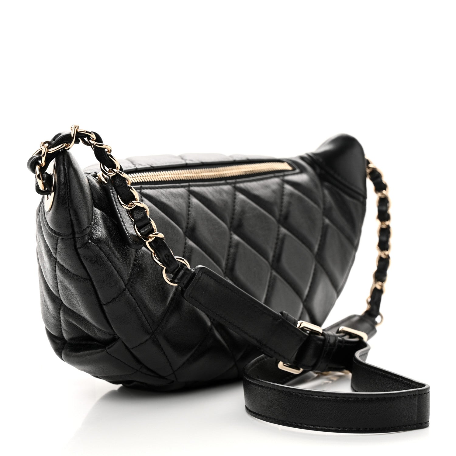 Chanel Lambskin Quilted Waist Bag Fanny Pack Black 3 of 11
