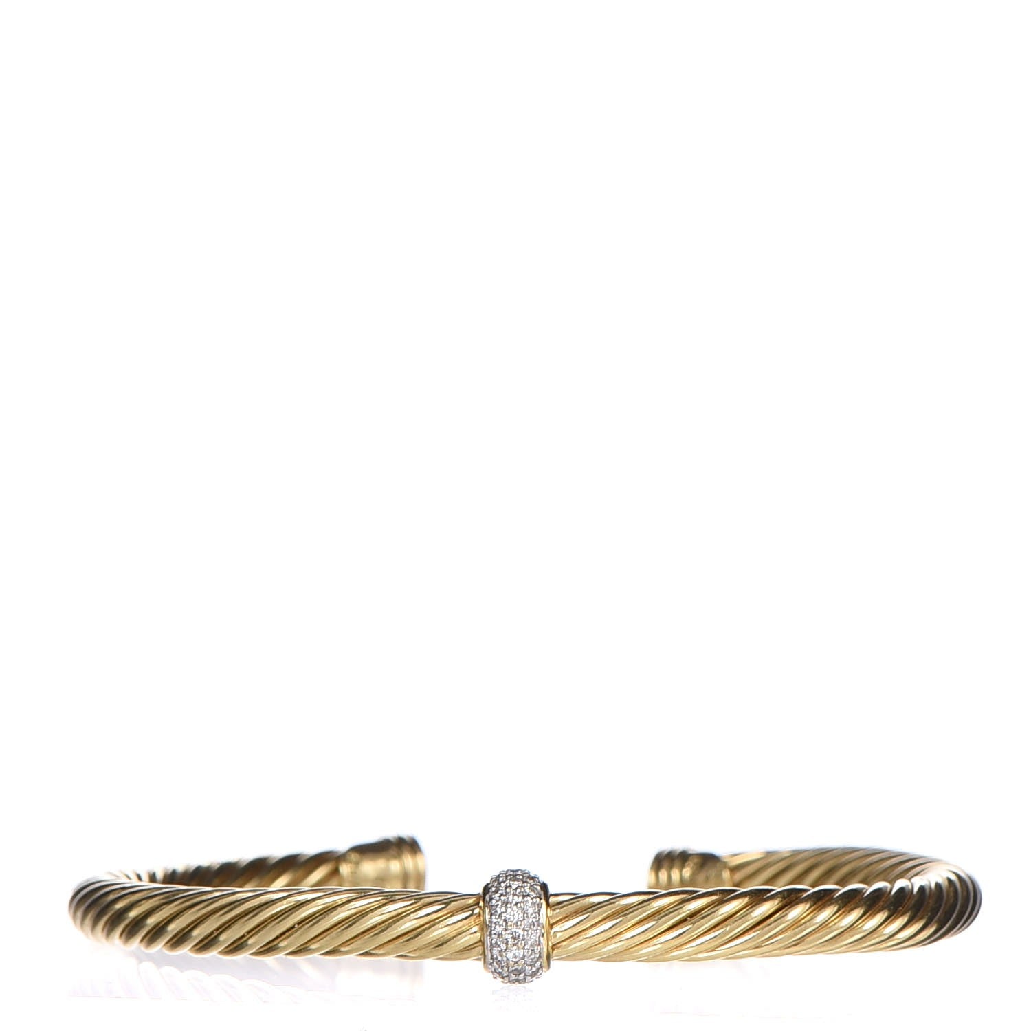 David Yurman 18K Yellow Gold Diamond 5mm Cable Classics Bracelet 1 of 7