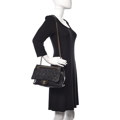 Chanel Crumpled Grained Calfskin Quilted Large Shiva Flap Black 2 of 10