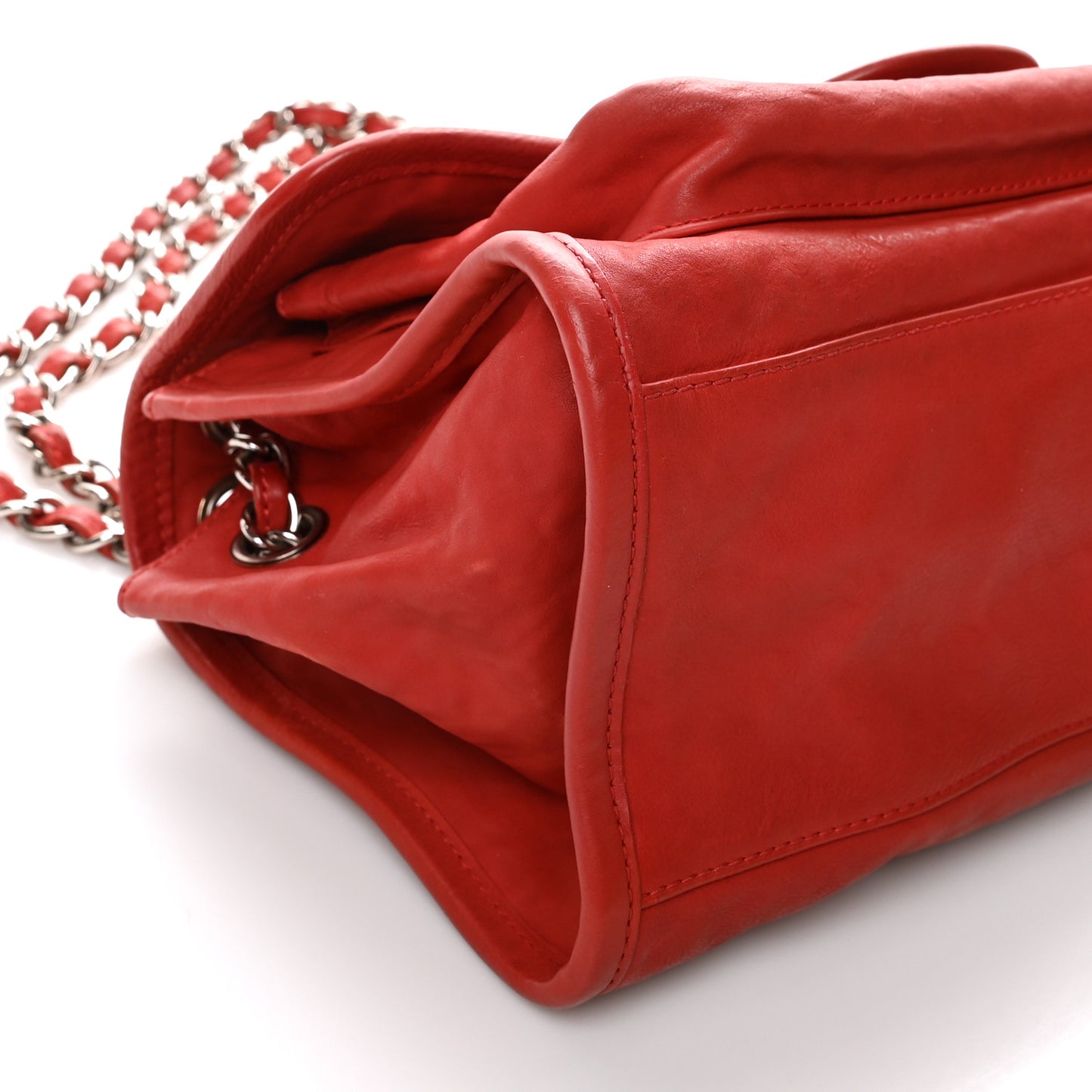 Ultra Soft Suede Calfskin Natural Beauty Flap Bag Red