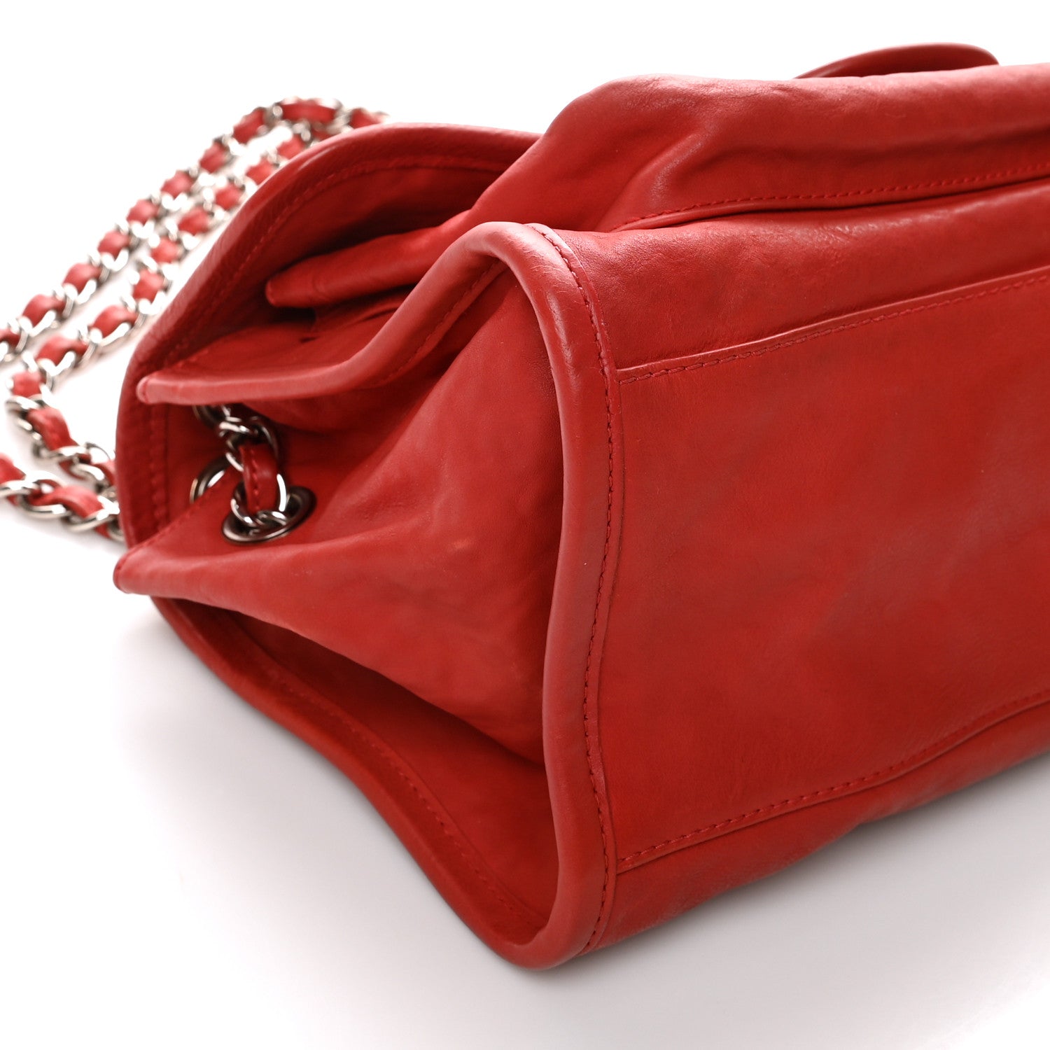 Chanel Ultra Soft Suede Calfskin Natural Beauty Flap Bag Red 9 of 11