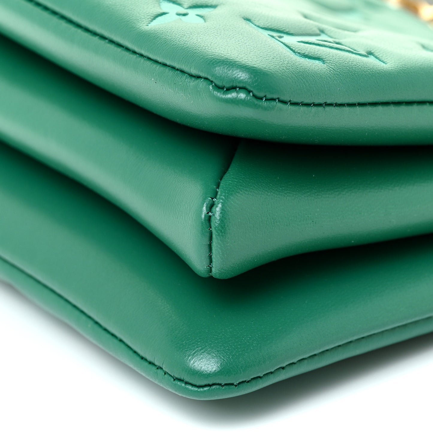 Lambskin Embossed Monogram Coussin BB Emeraude