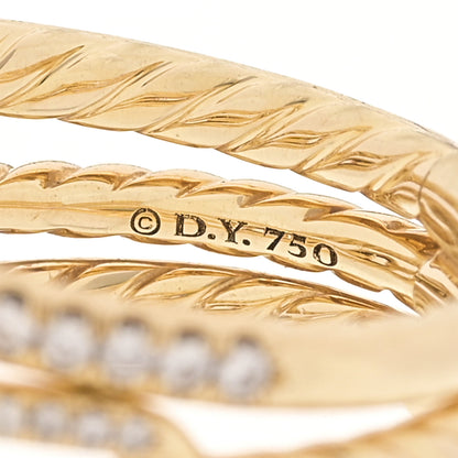 David Yurman 18K Yellow Gold Diamond Stax Three-Row Pave Chain Link Ring 54 7 4 of 4