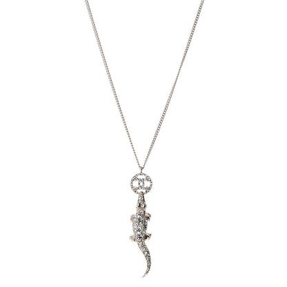 Chanel Crystal CC Alligator Necklace Gold 1 of 7