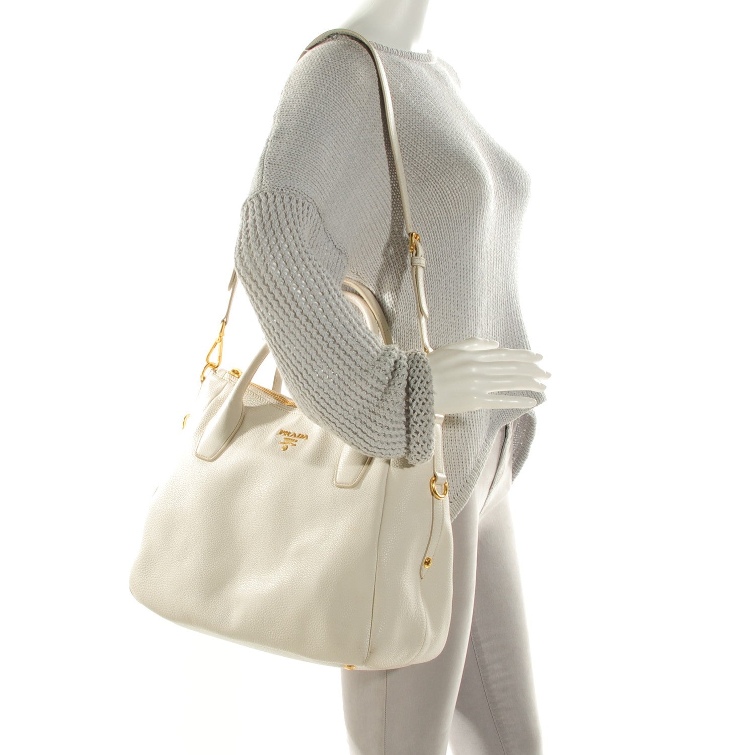Prada Vitello Daino Tote Talco 2 of 8