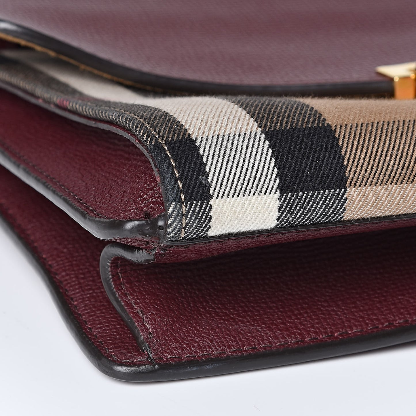 Derby Calfskin House Check Small Macken Crossbody Bag Mahogany Red