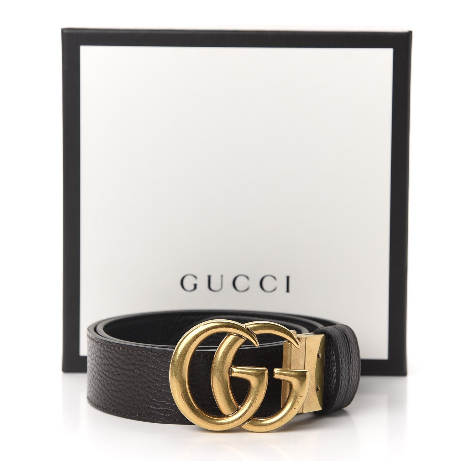 Gucci Calfskin Double G Reversible 37mm Belt 80 32 Black Cocoa 6 of 6