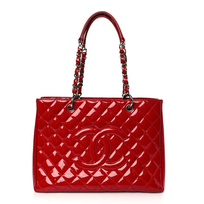 Chanel Patent Quilted Grand Shopping Tote GST Red 1 of 11