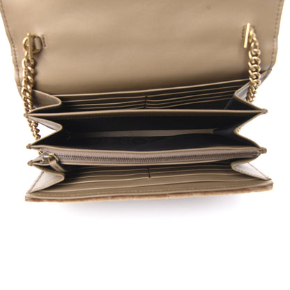 Gucci Velvet Matelasse GG Marmont Chain Wallet Taupe 5 of 11