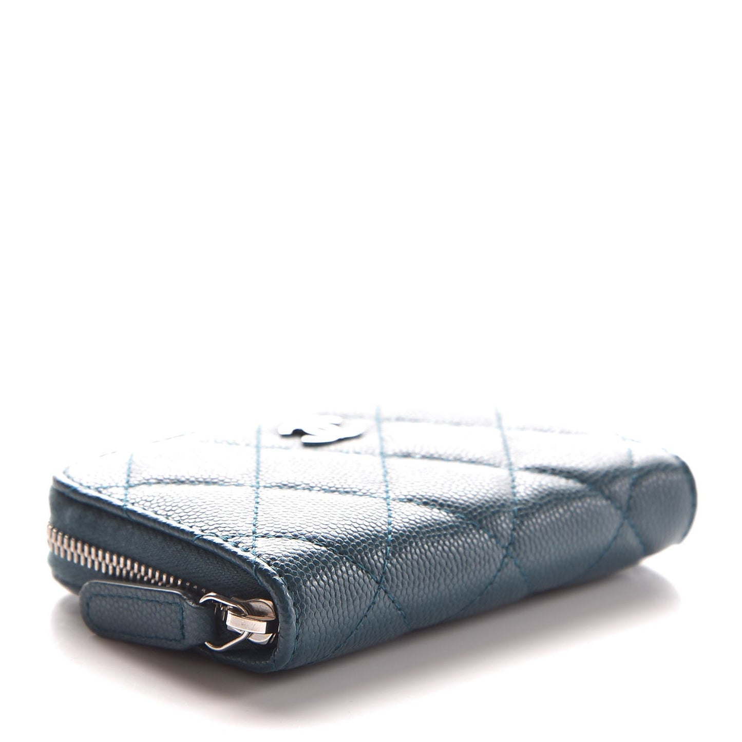 Caviar Quilted Zip Coin Purse Dark Turquoise