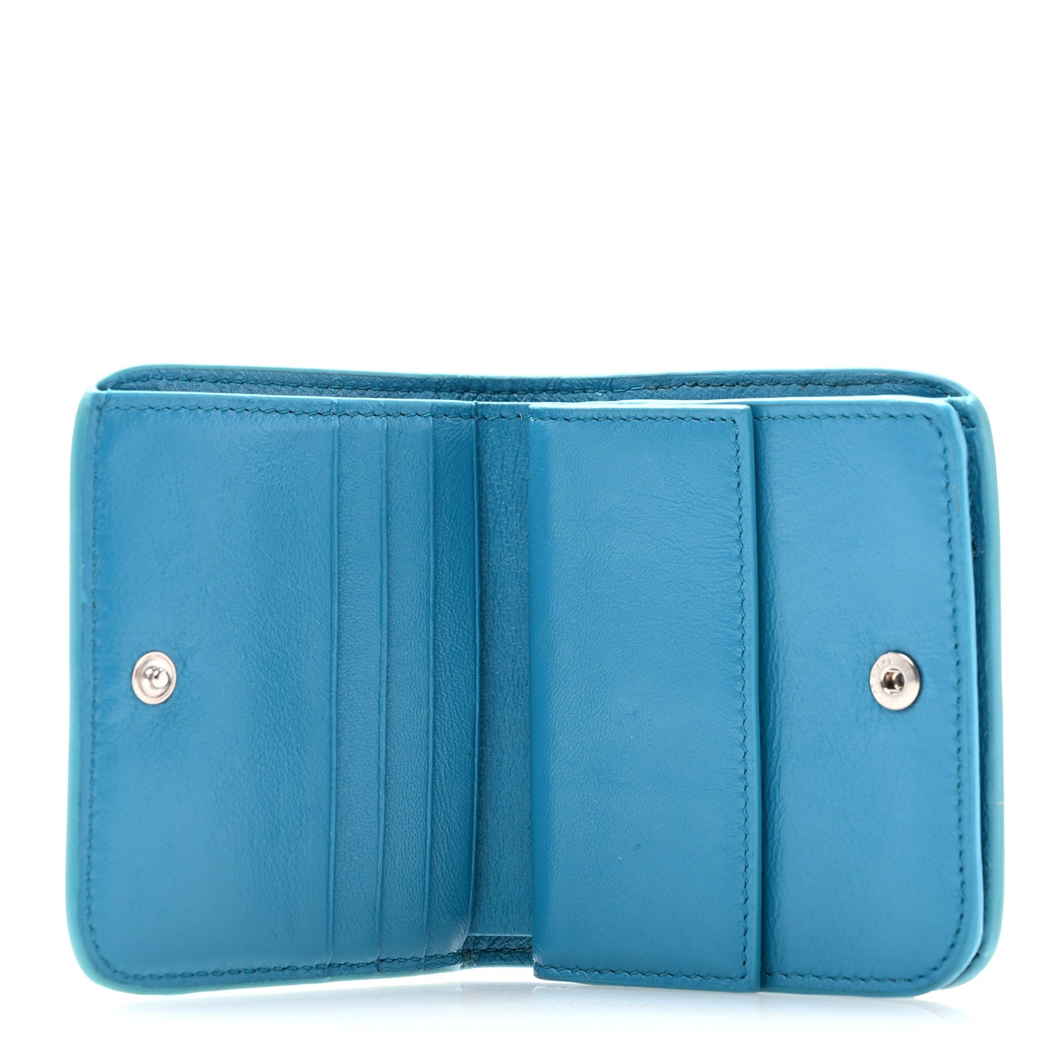 Balenciaga Shiny Calfskin Crocodile Embossed Cash Flap Coin Card Holder Blue 5 of 12